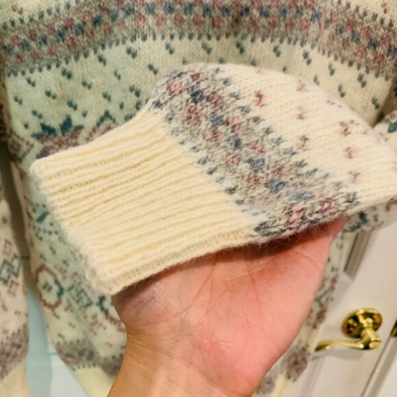 Vintage Eddie Bauer Sweater Women Medium Geometric Crewneck Wool - Picture 5 of 6